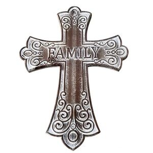 12x16 Family Cross Wall Decor Metal Look Rustic Farmhouse NWT